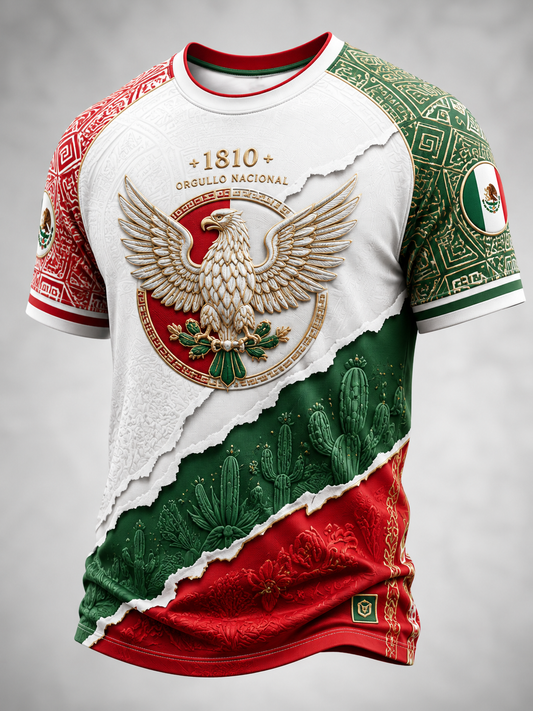 Camiseta de manga corta para el Día de la Independencia de México, para hombre