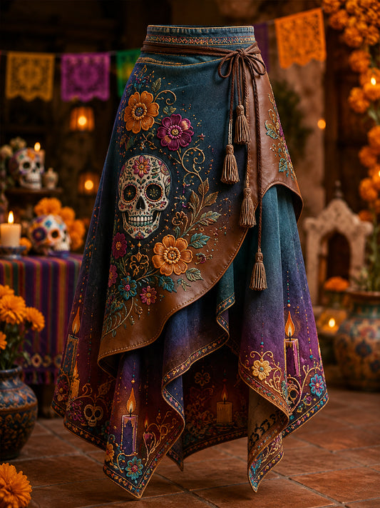 El día de México de las mujeres del arte muerto imprimió la falda irregular