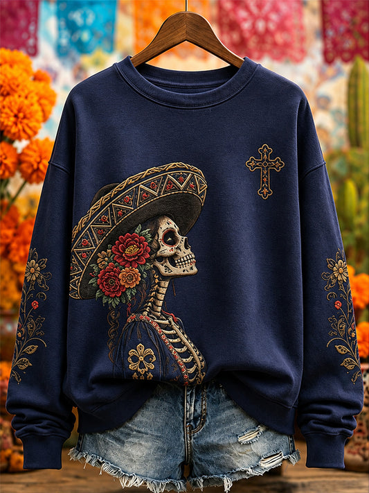 Día de México de las mujeres de la camiseta ocasional muerta de la impresión del arte