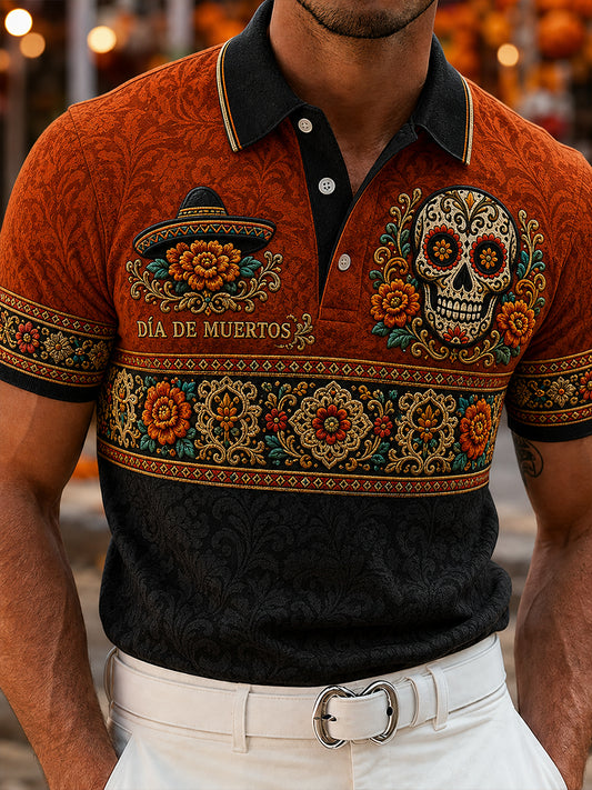 Camisa Hombre Mexico's Day Of The Dead Short Sleeve