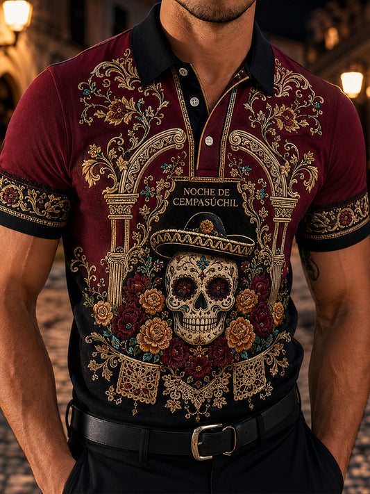 Camiseta de manga corta para hombre con diseño del Día de los Muertos de México