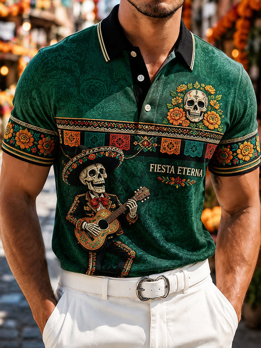 Camiseta de manga corta para hombre con diseño del Día de los Muertos de México