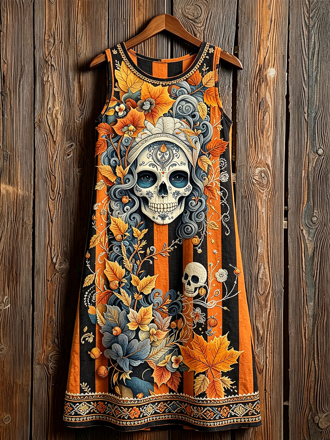 El día de las mujeres de la planta muerta y el patrón de flores imprimieron los vestidos sin mangas ocasionales