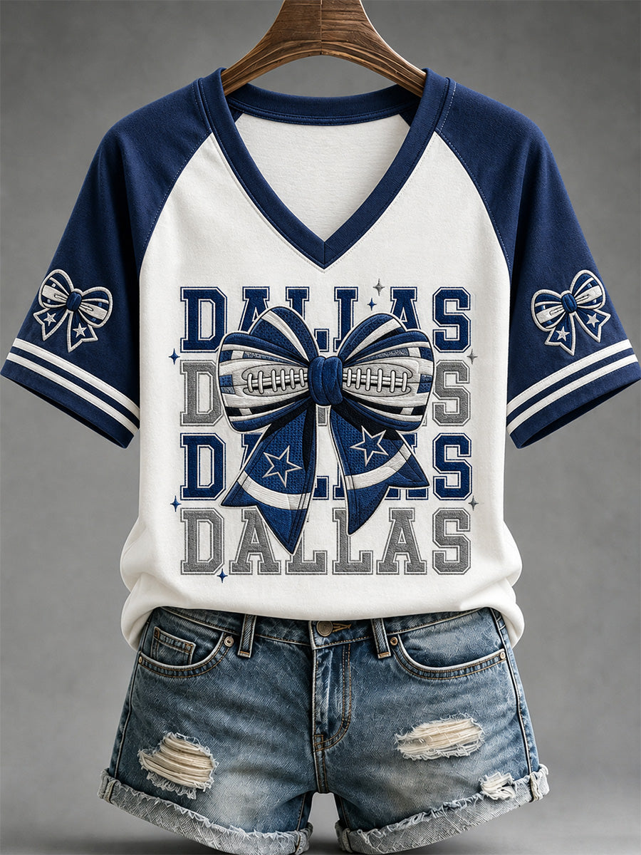 Regalo del día de partido de fútbol femenino para aficionados al fútbol, camiseta informal con cuello en V