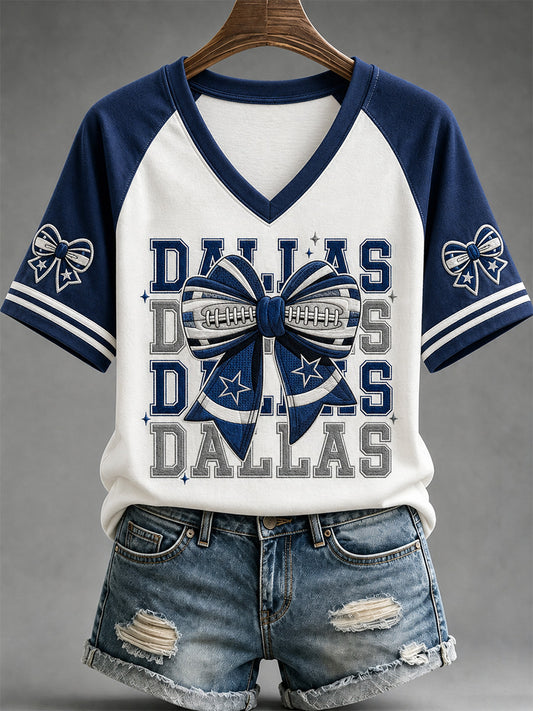 Regalo del día de partido de fútbol femenino para aficionados al fútbol, camiseta informal con cuello en V