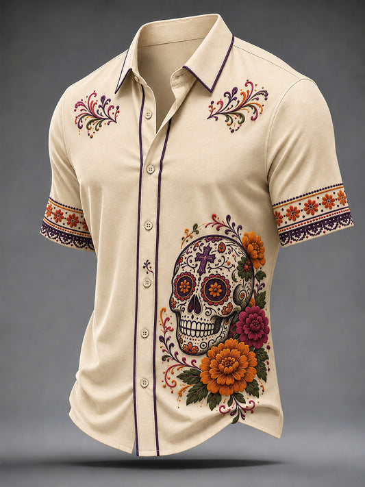 Día de México de los hombres de la camiseta ocasional muerta de la impresión del arte