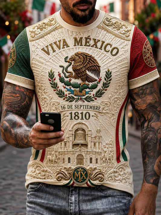 Camiseta de manga corta Día de la Independencia Mexicana para hombre