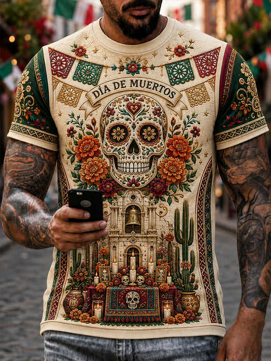 El día de México de los hombres de las mangas cortas muertas T-Shirt