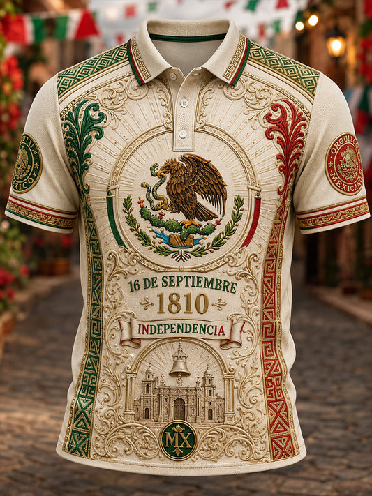 Camiseta de manga corta para el Día de la Independencia de México, para hombre