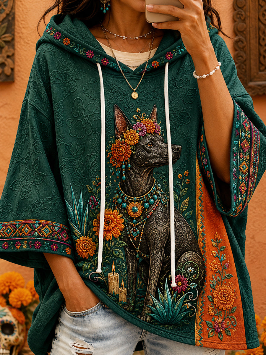 Sudadera con capucha para mujer de México, estampada con arte floral del Día de los Muertos