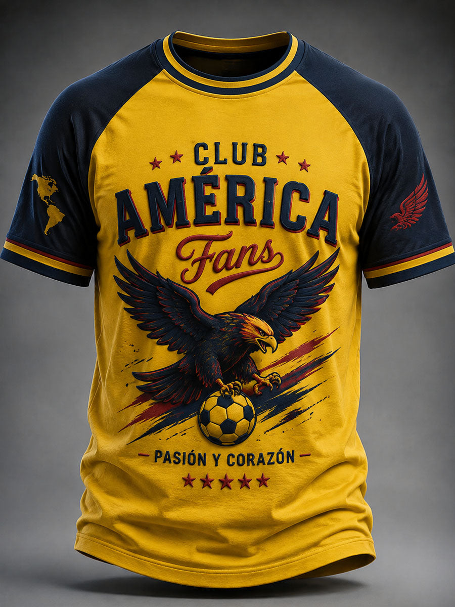 Camiseta casual estampada del equipo de América de fútbol masculino