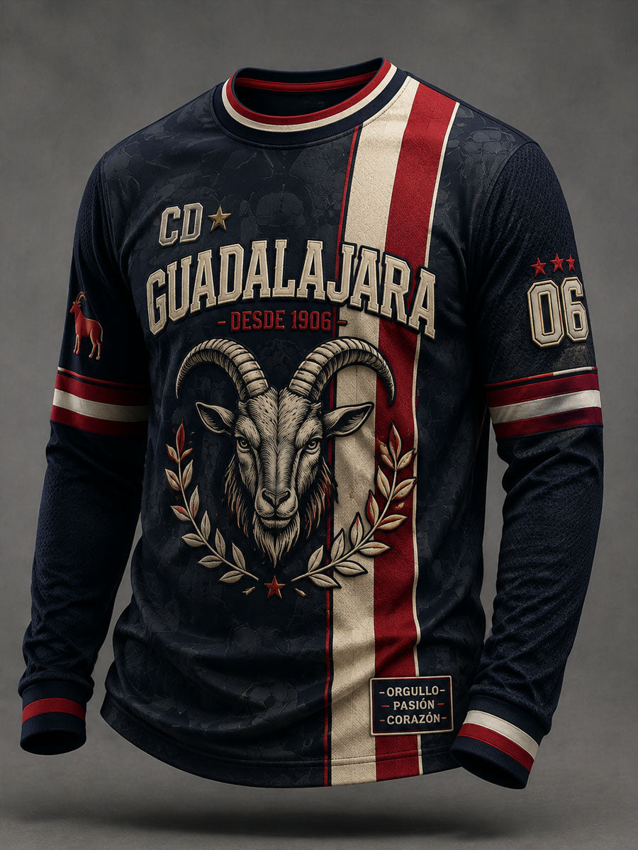 Camiseta de manga larga para hombre Guadalajara Football Printed Casual