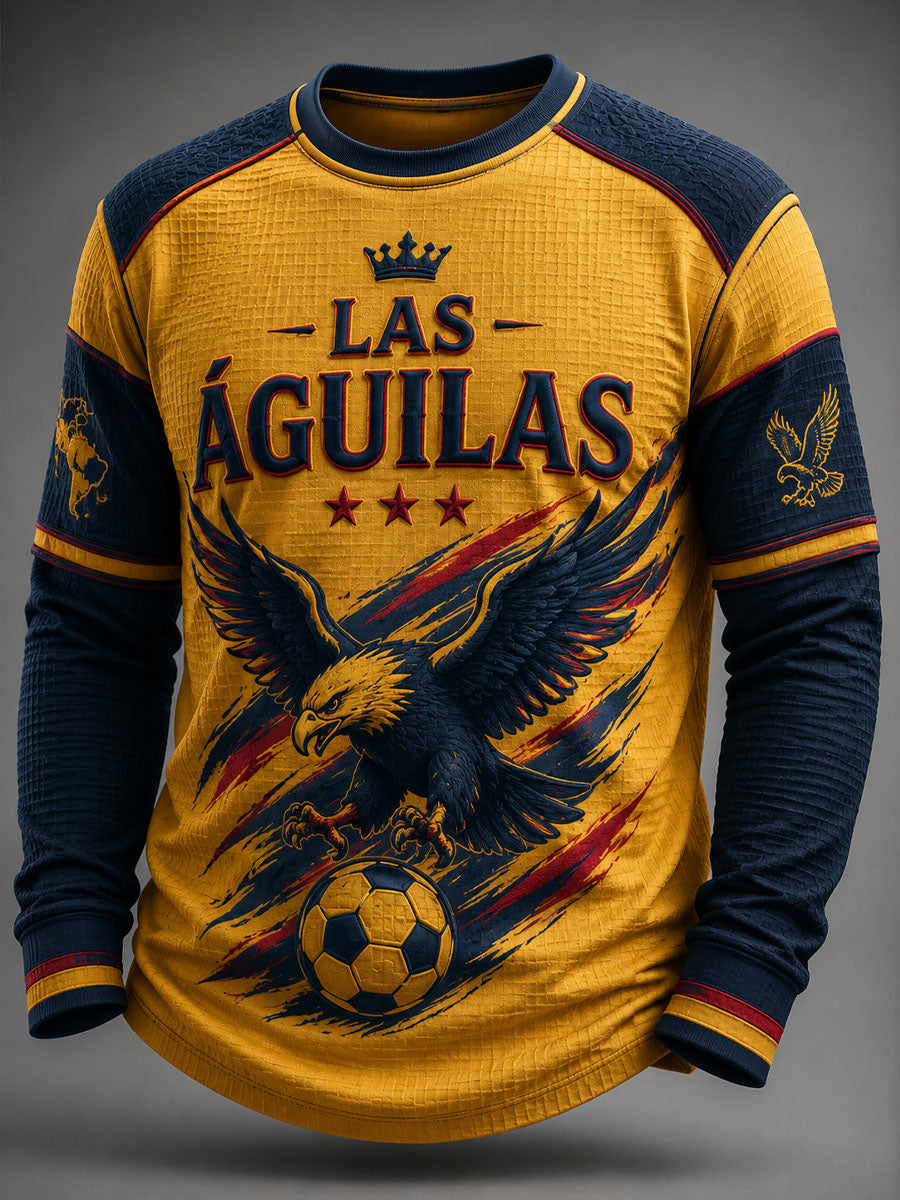 Camiseta casual de manga larga con estampado del equipo de las Américas de fútbol masculino