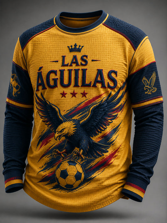Camiseta casual de manga larga con estampado del equipo de las Américas de fútbol masculino