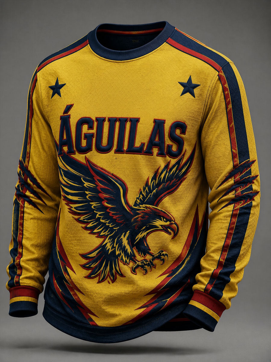Camiseta casual de manga larga con estampado del equipo de las Américas de fútbol masculino