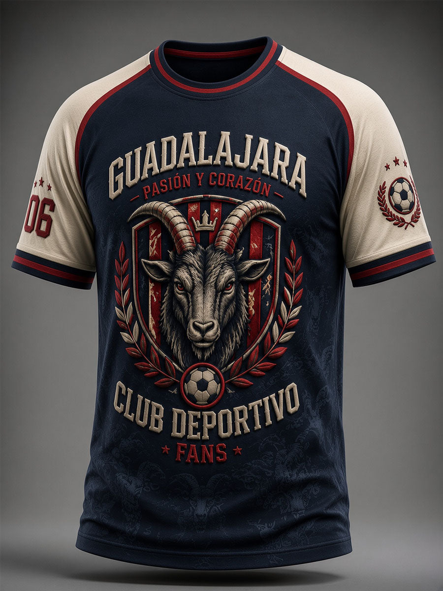 Camiseta casual con estampado de fútbol de Guadalajara para hombre