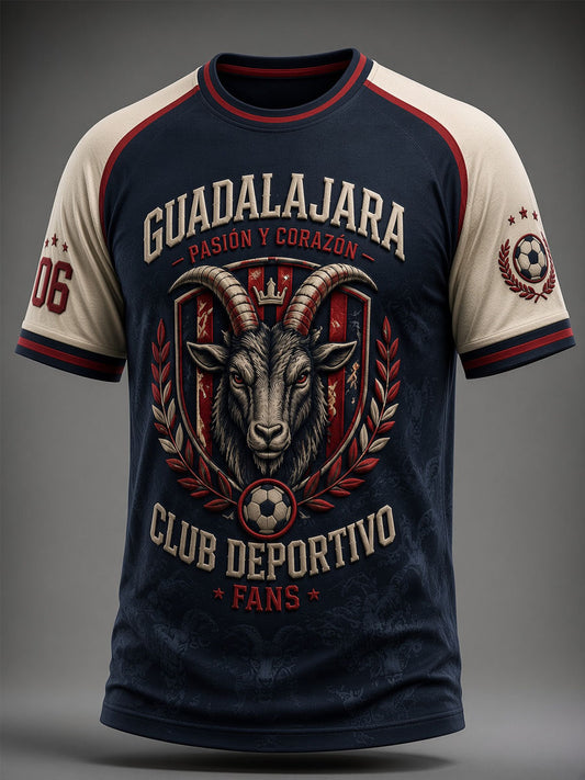 Camiseta casual con estampado de fútbol de Guadalajara para hombre