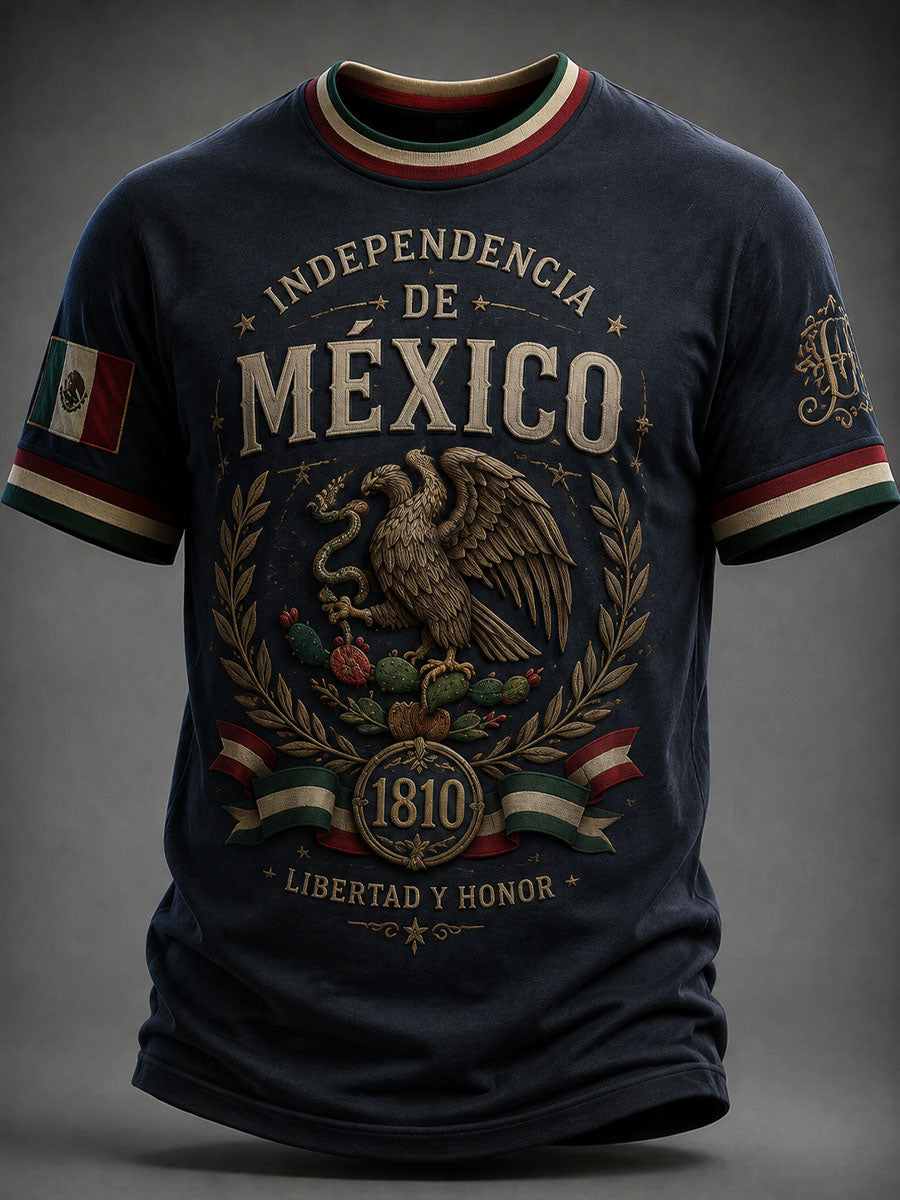 Camiseta casual estampada del Día de la Independencia de México para hombre