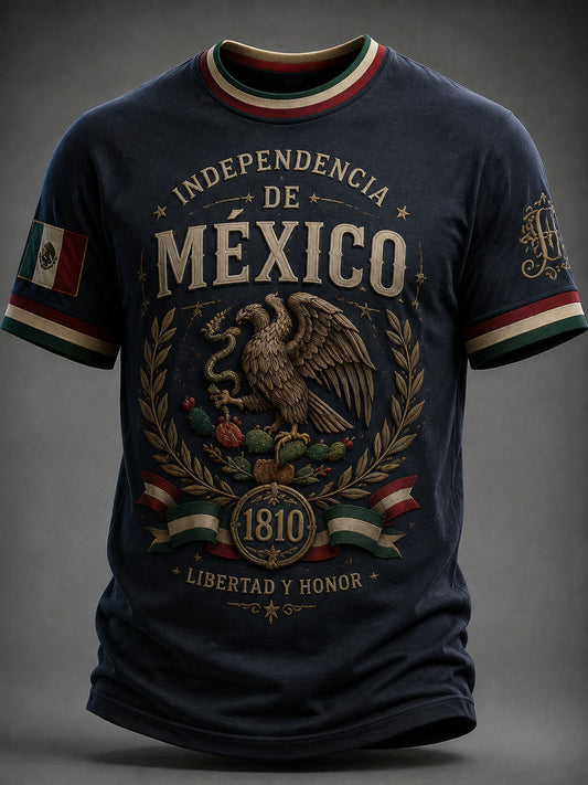 Camiseta casual estampada del Día de la Independencia de México para hombre