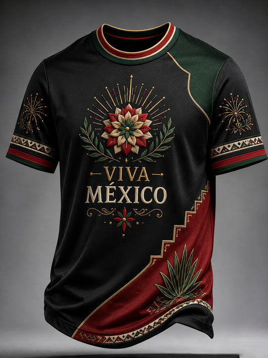 Camiseta casual estampada del Día de la Independencia de México para hombre