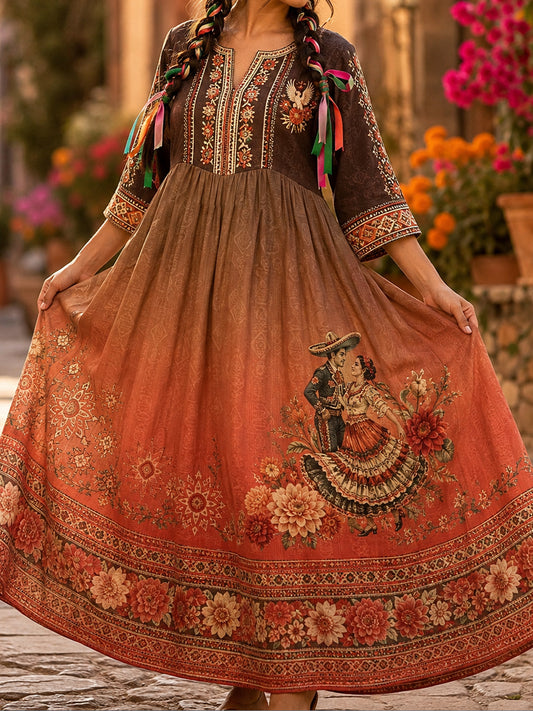 Vestido de mujer México Lele Doll Floral Art Printed