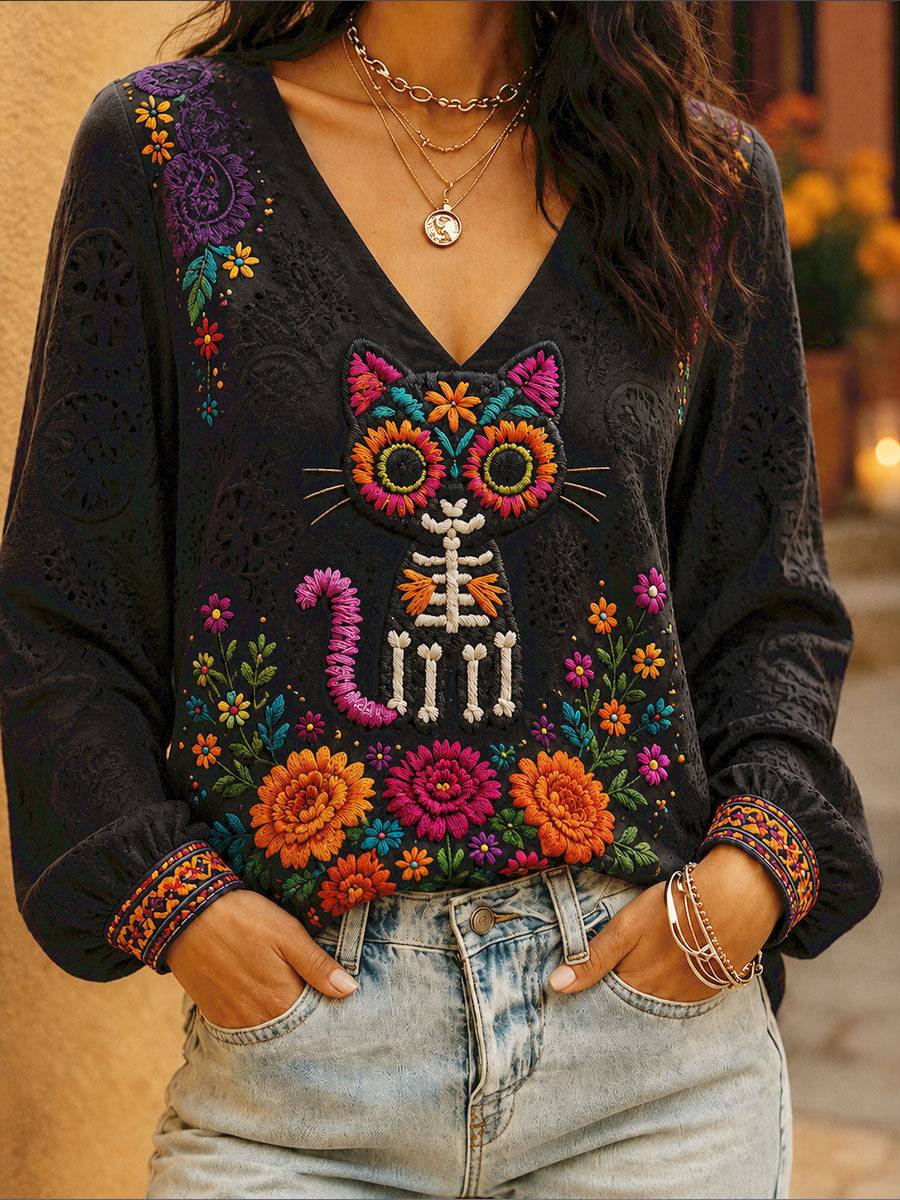 Tops estampados del día de los muertos de México para mujer