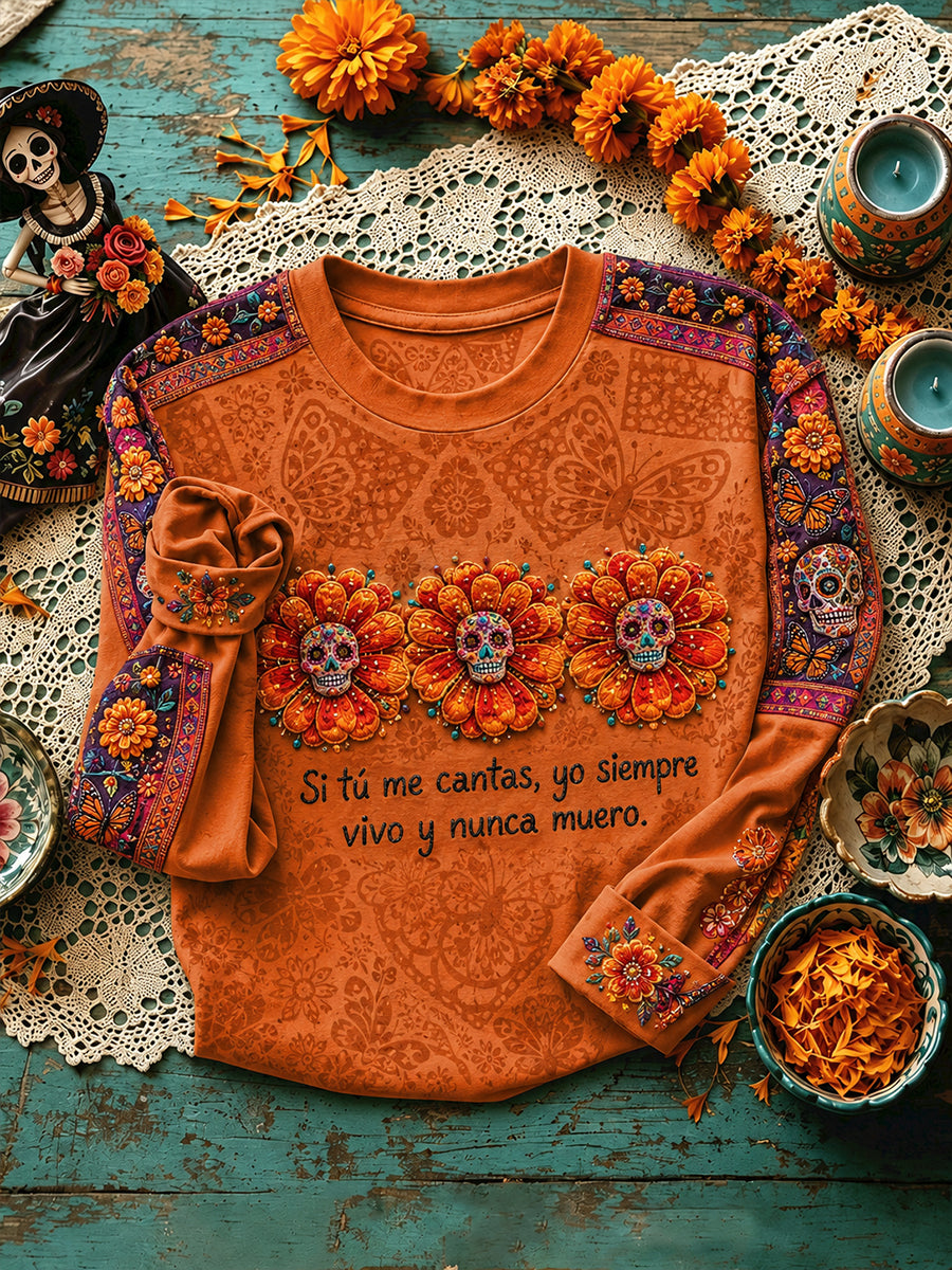 Día de México de las mujeres del arte floral muerto impreso sudadera