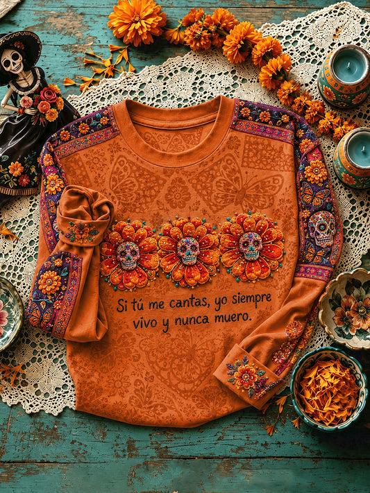 Día de México de las mujeres del arte floral muerto impreso sudadera