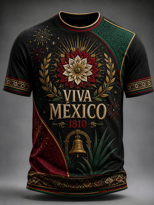Camiseta casual estampada del Día de la Independencia de México para hombre