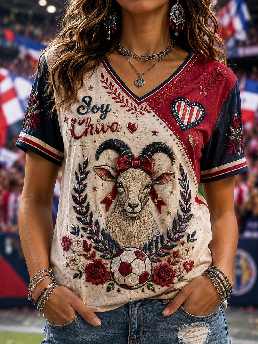 Camiseta casual estampada de fútbol femenino Chivas de Guadalajara