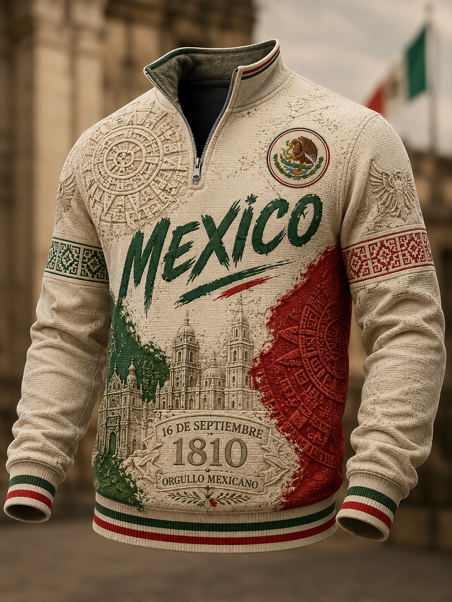 Sudadera de punto de galleta para hombre para el Día de la Independencia de México