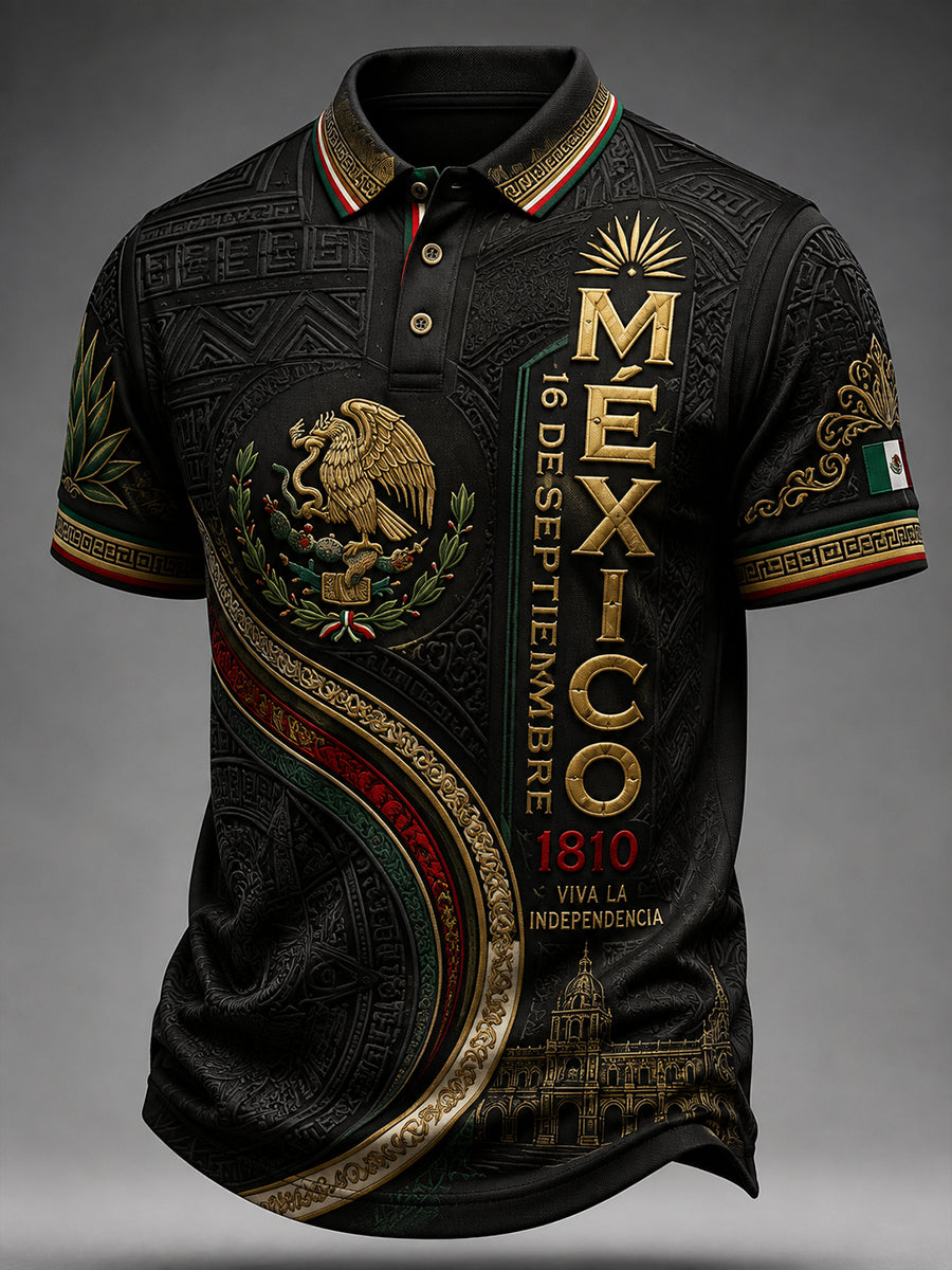 Camisa de manga corta para hombre del Día de la Independencia de México