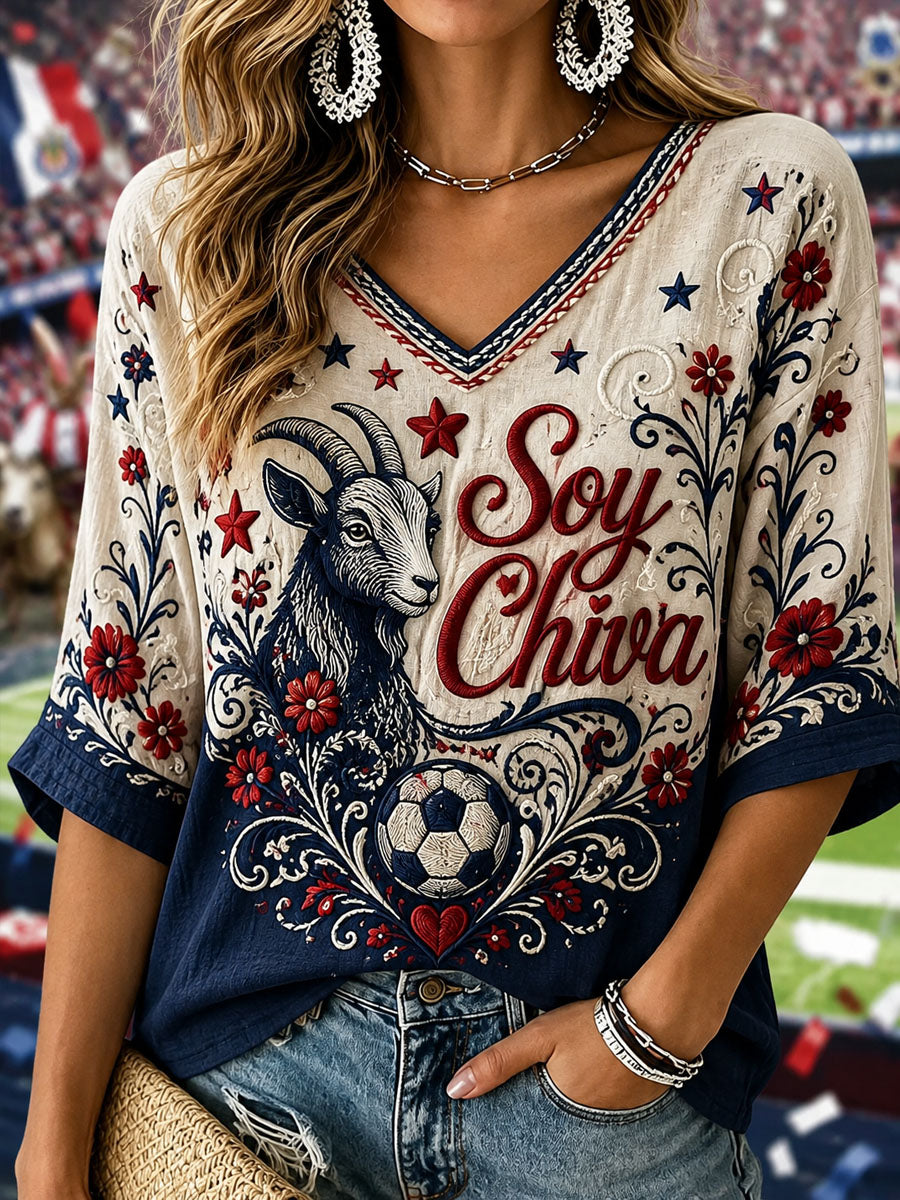 Camiseta casual estampada de fútbol femenino Chivas de Guadalajara