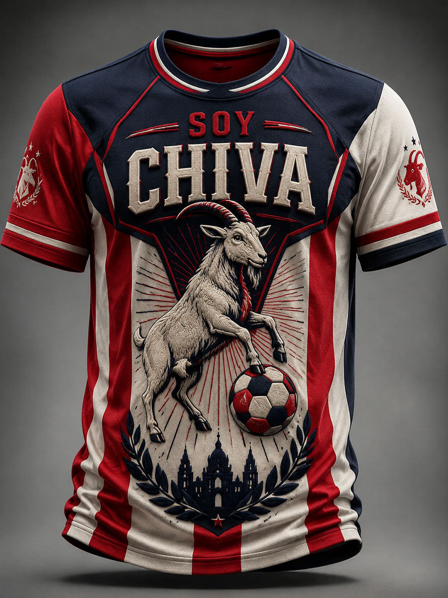 Camiseta casual estampada con el equipo de cabras del Guadalajara de fútbol masculino
