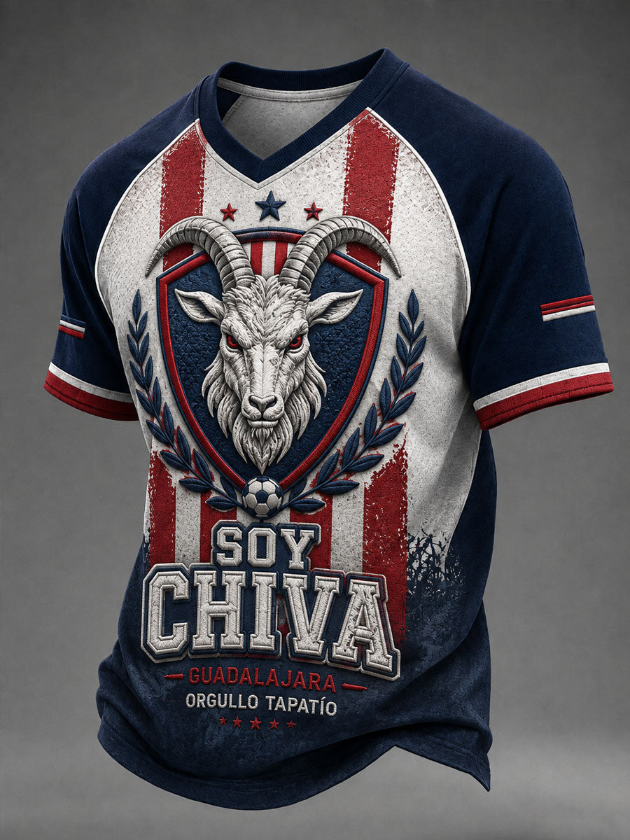 Camiseta casual estampada de fútbol masculino Chivas de Guadalajara