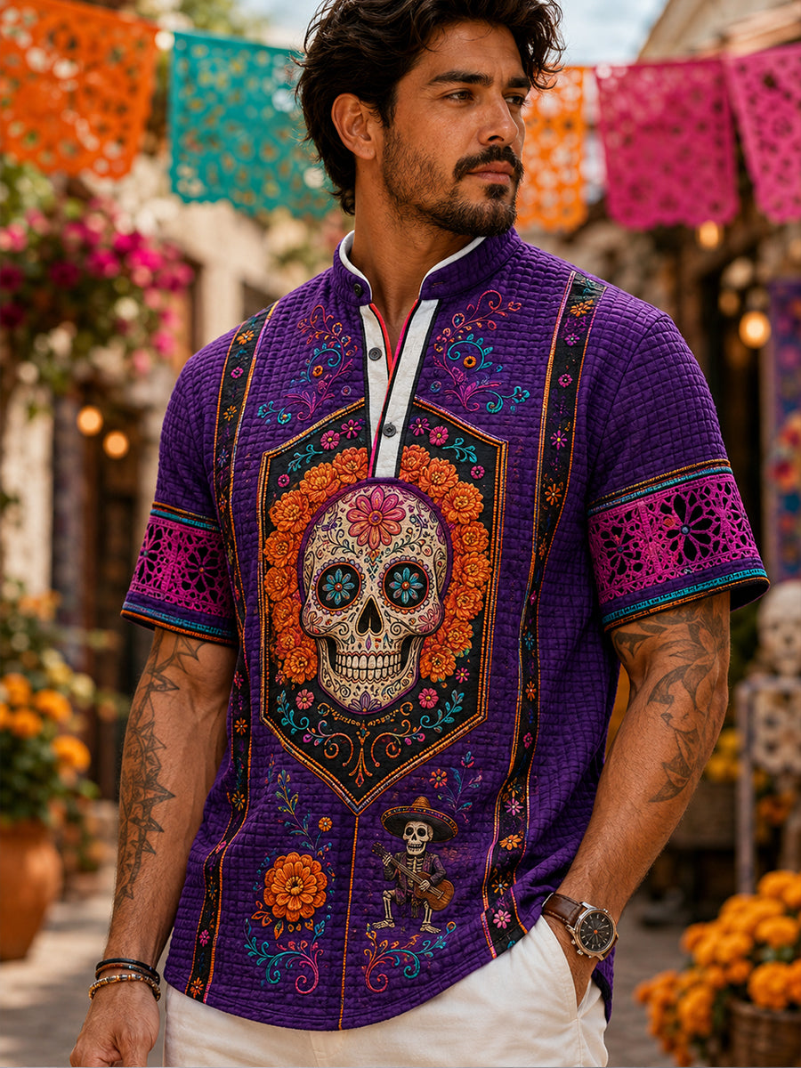 Camiseta de manga corta para hombre con diseño del Día de los Muertos de México