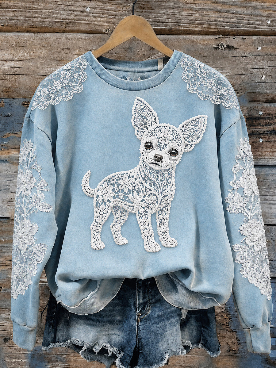 Sudadera de manga larga con cuello redondo impreso para mujer