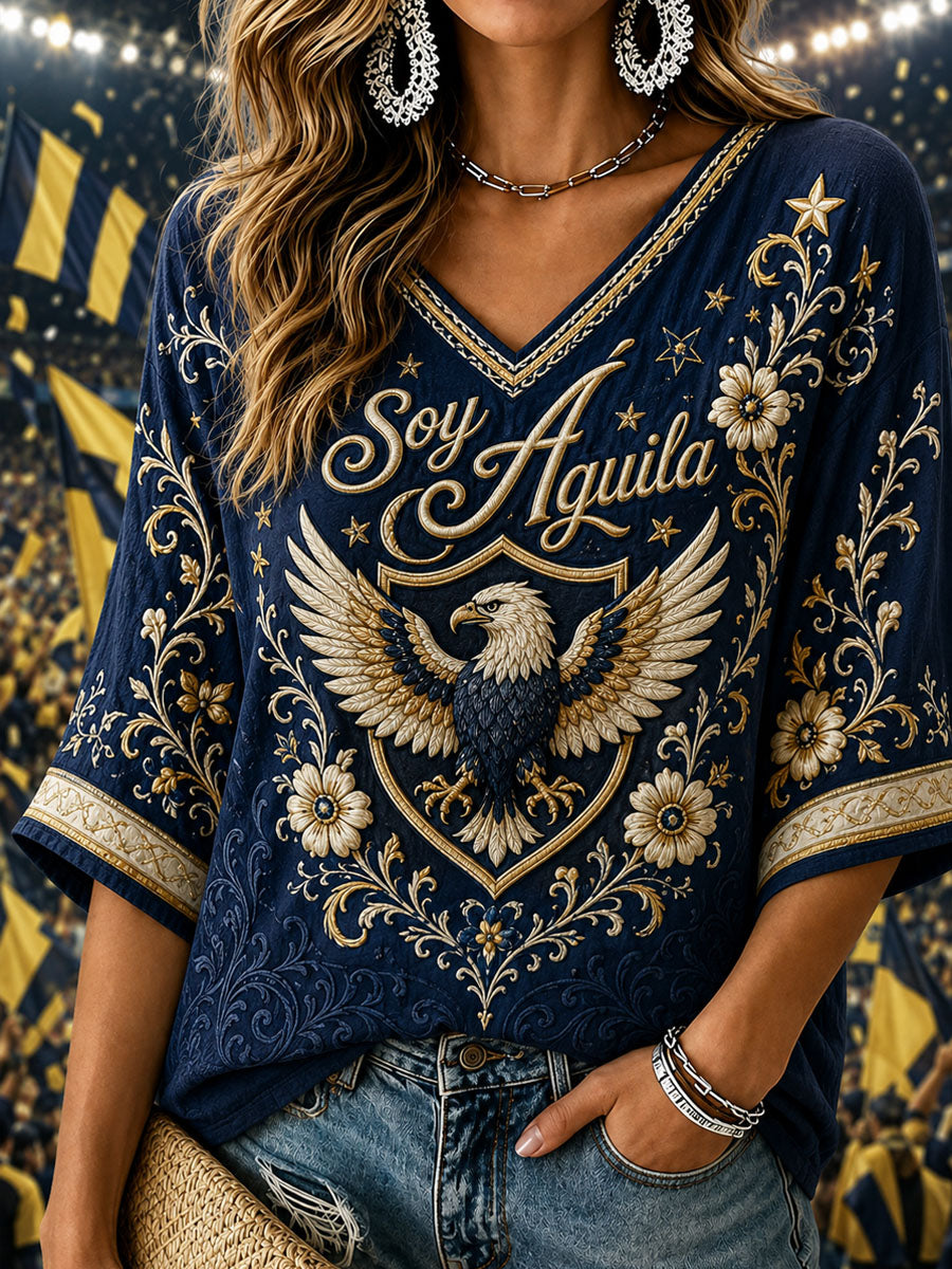 Camiseta casual de manga corta con estampado del Club América femenino