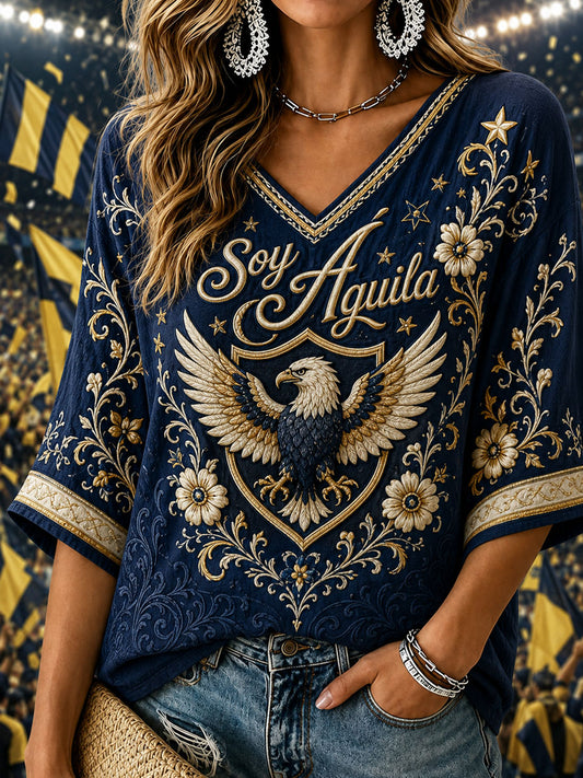 Camiseta casual de manga corta con estampado del Club América femenino