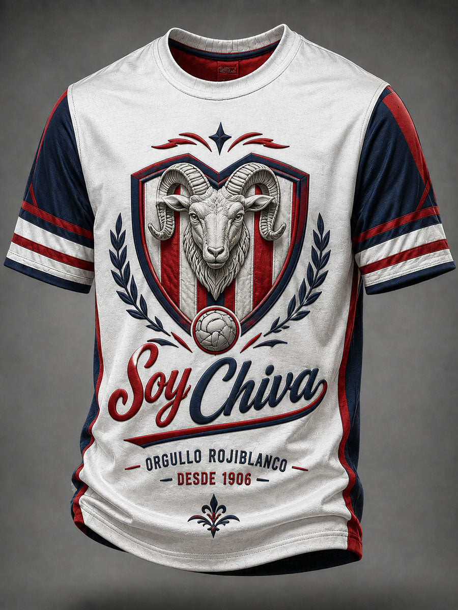 Camiseta casual estampada de fútbol masculino Chivas de Guadalajara