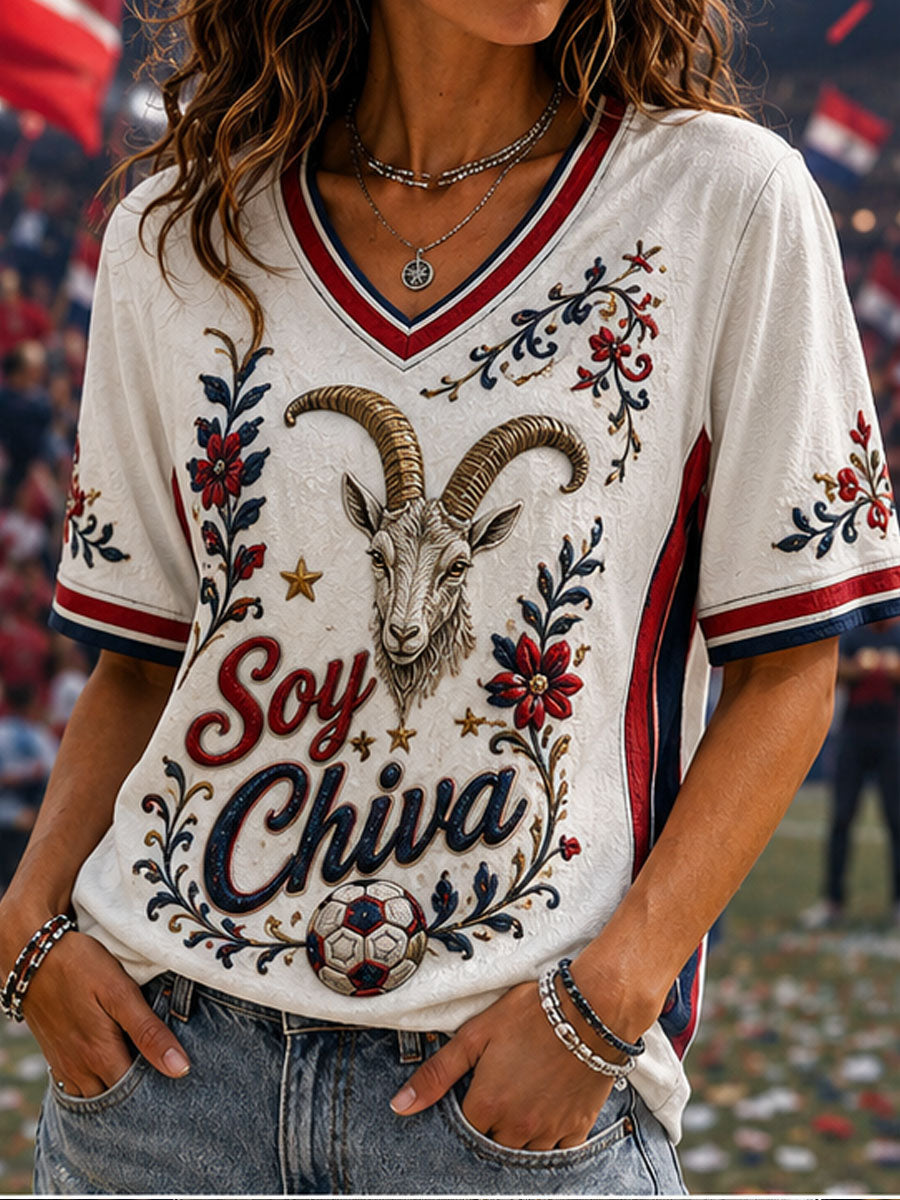 Camiseta casual estampada de fútbol femenino Chivas de Guadalajara
