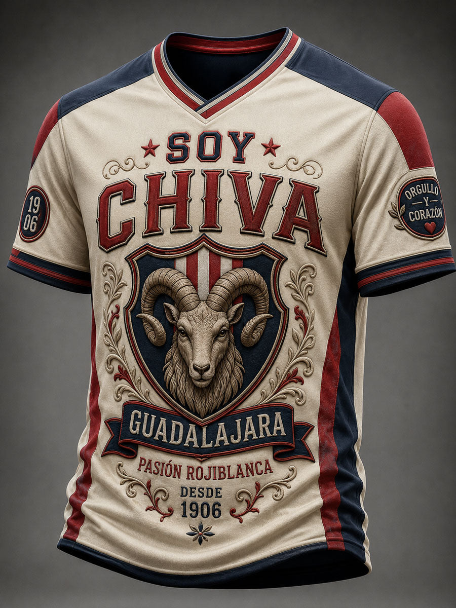 Camiseta casual estampada de fútbol masculino Chivas de Guadalajara
