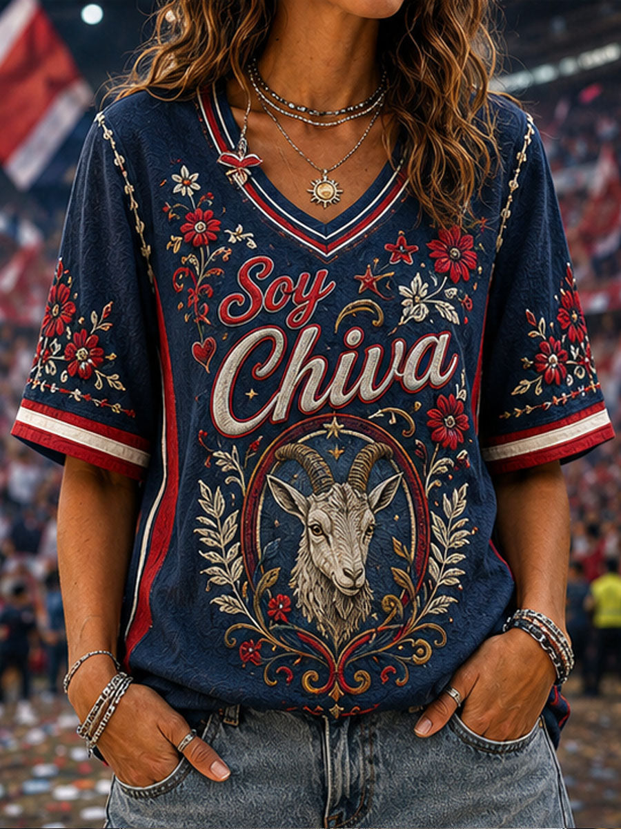 Camiseta casual estampada de fútbol femenino Chivas de Guadalajara