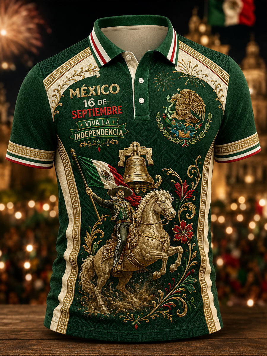 Camisa de manga corta del Día de la Independencia de México para hombre