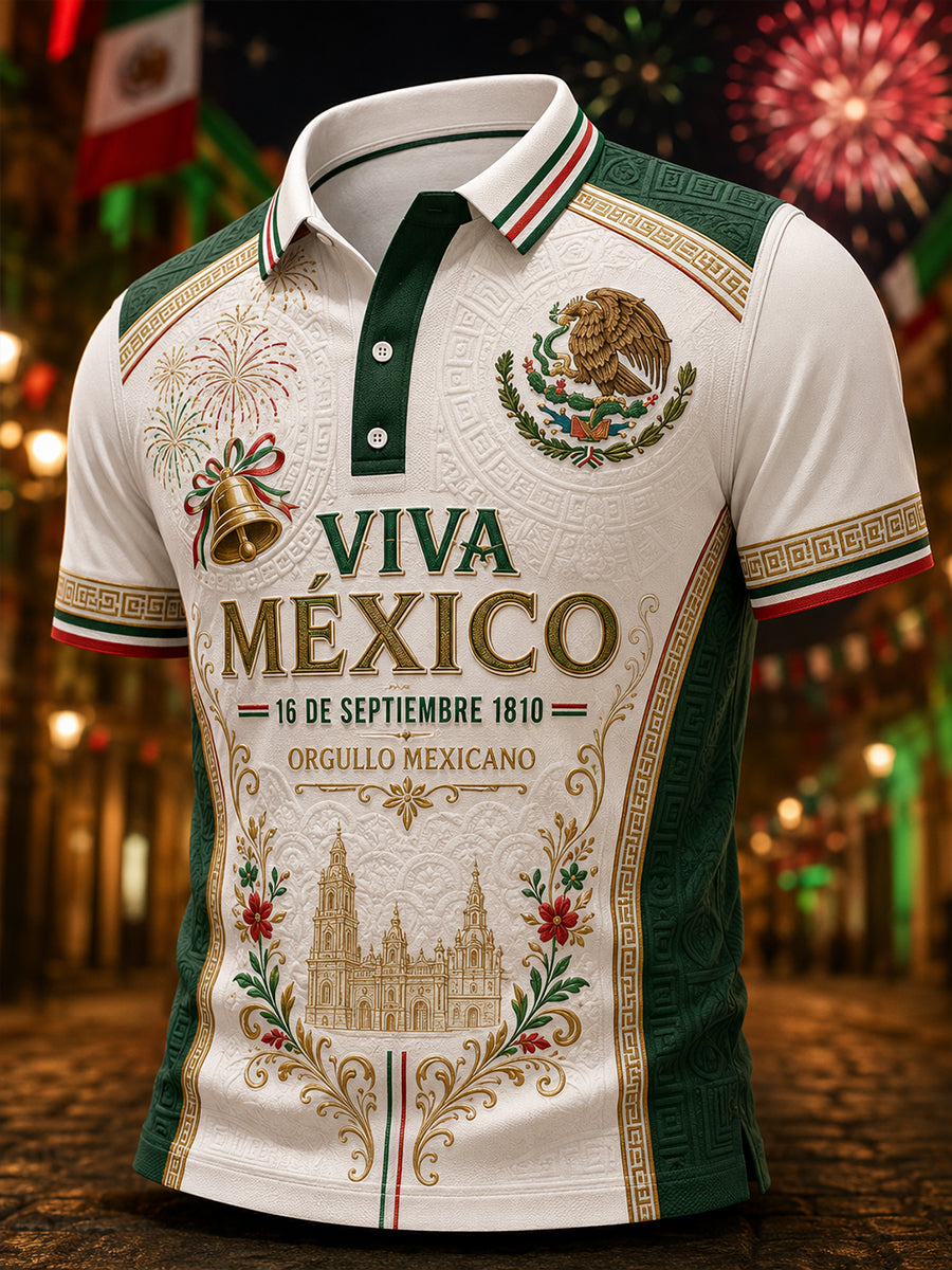 Camisa de manga corta del Día de la Independencia de México para hombre