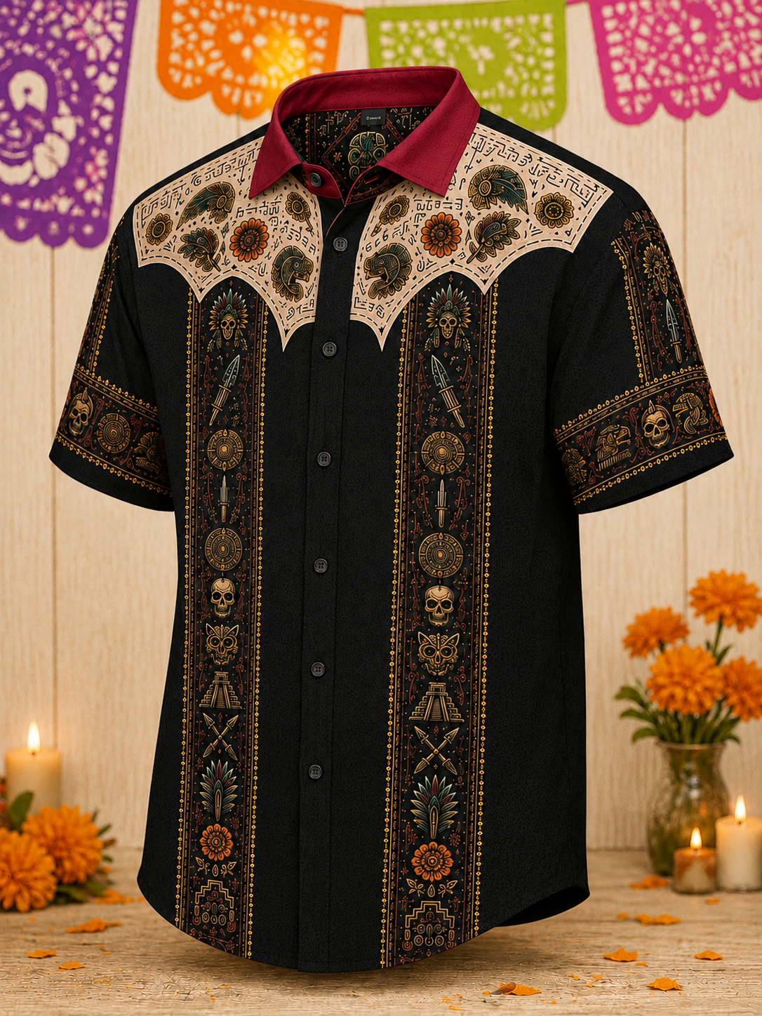 Camiseta de manga corta para hombres con diseño del Día de los Muertos