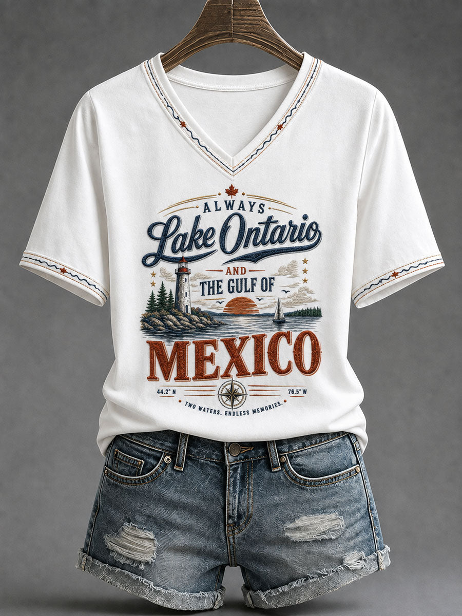 Camiseta para mujer Lake Ontario Printed Casual