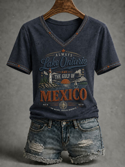 Camiseta para mujer Lake Ontario Printed Casual