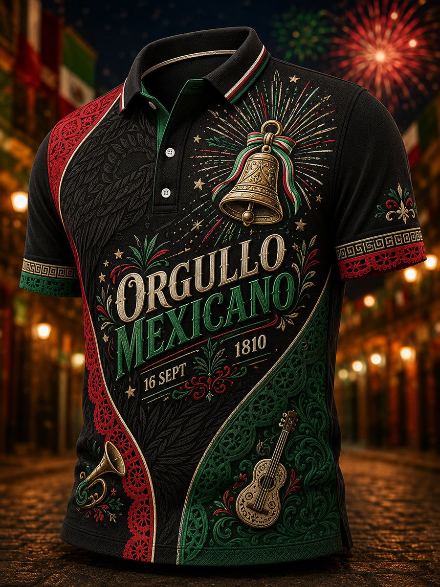 Camisa de manga larga para el Día de la Independencia de México, para hombre