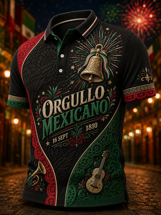 Camisa de manga larga para el Día de la Independencia de México, para hombre